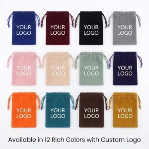 RTS Wholesale Packaging Jewelry Velvet Pouch Drawstring Gift Bags WIth Custom LOGO